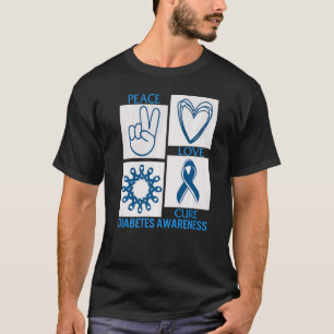 T1d Diabetes Awareness Montag Peace Liebe Cure Blu T-Shirt