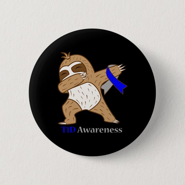 T1d Diabetes Awareness Ribbon Dabbing Sloth Warrio Button (Vorderseite)
