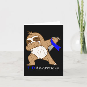 T1D Diabetes Awareness Ribbon Dabbing Sloth Warrio Karte