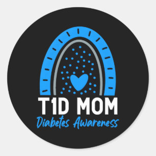 T1D Diabetes Tag S Typ 1 Diabetiker Mama Regenboge Runder Aufkleber