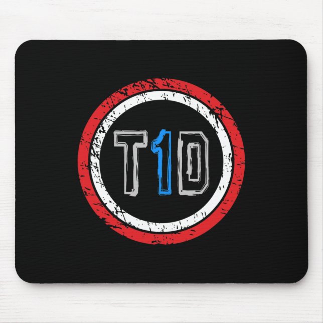 T1d Emblem Typ 1 Diabetes Bewusstsein Mousepad (Vorne)