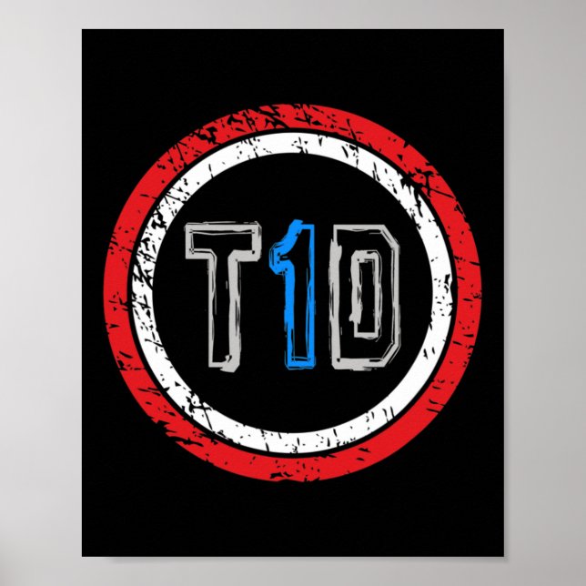 T1d Emblem Typ 1 Diabetes Bewusstsein Poster (Vorne)