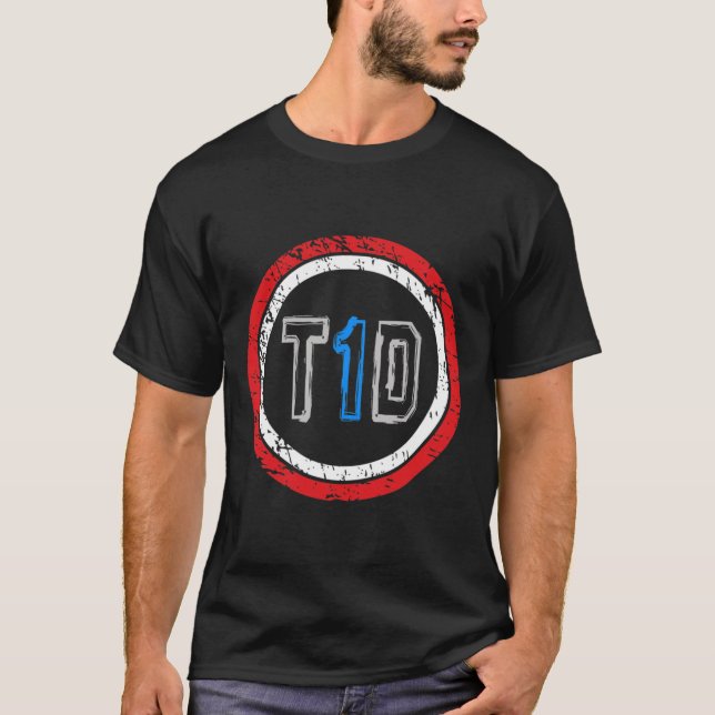T1d Emblem Typ 1 Diabetes Bewusstsein T-Shirt (Vorderseite)