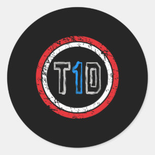 T1D Emblem Typ 1 Diabetes Runder Aufkleber