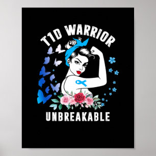 T1d-Kriegerin Typ-1-Diabetes-Bewusstsein Blaues R Poster