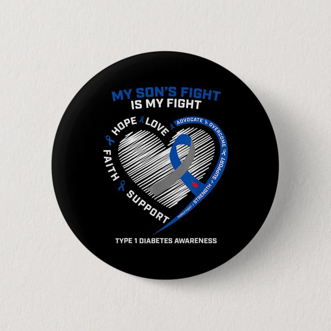T1d Mama Mein Sohn kämpft gegen Typ 1 Diabetes Button (Vorderseite)