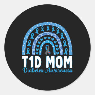 T1D Mama Rainbow Diabetes Bewusstsein November 199 Runder Aufkleber