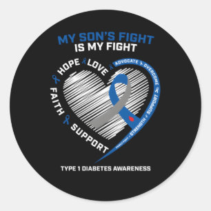T1D Mama Vater My Son's Fight Type 1 Diabetes Awar Runder Aufkleber