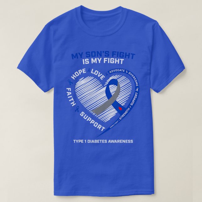 T1D Mama Vater My Sons Kämpfen Typ 1 Diabetes-Ausz T-Shirt (Design vorne)