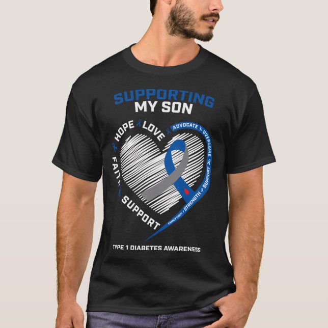 T1D Mama Vater Typ 1 Diabetiker Son Typ 1 Diabetes T-Shirt (Vorderseite)