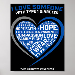 T1D Men Women Youth Kids Diabetiker Typ 1 Diabetes Poster