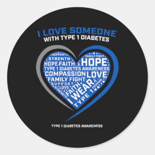 T1D Men Women Youth Kids Diabetiker Typ 1 Diabetes Runder Aufkleber