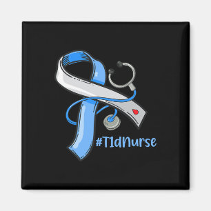 T1d Nurse Blue Ribbon Stethoscope Diabetes Awarene Magnet