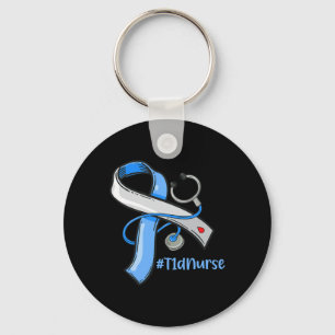 T1d Nurse Blue Ribbon Stethoscope Diabetes Awarene Schlüsselanhänger