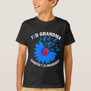 T1d Oma Diabetes-Bewusstsein Typ 1 Heilung Blaues T-Shirt