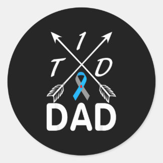 T1d Papa Typ-1-Diabetes-Bewusstsein blau-graues Ba Runder Aufkleber