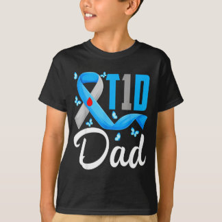 T1d Papa Typ-1-Diabetes-Bewusstsein blau-graues Ba T-Shirt