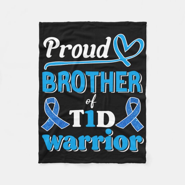 T1d Proud Brother Diabetes Awareness Blue Ribbon Fleecedecke (Vorderseite)