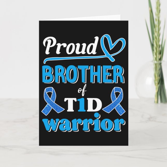 T1d Proud Brother Diabetes Awareness Blue Ribbon Karte (Vorderseite)