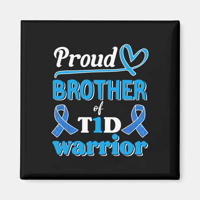 T1d Proud Brother Diabetes Awareness Blue Ribbon Magnet (Vorne)