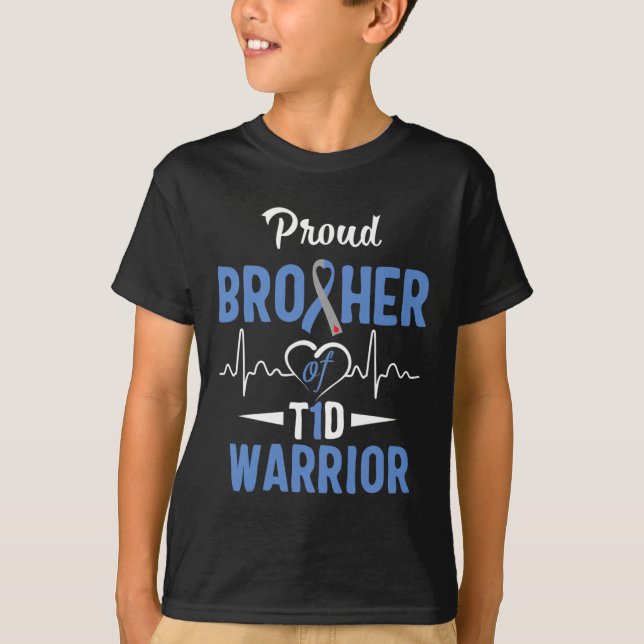 T1D Proud Brother Diabetes Awareness Typ 1 Insuli T-Shirt (Vorderseite)