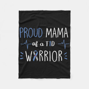 T1d Proud Mama Diabetes Awareness Blue Ribbon Mont Fleecedecke