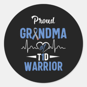 T1D Proud Oma Diabetes Bewusstsein Typ 1 Insuli Runder Aufkleber