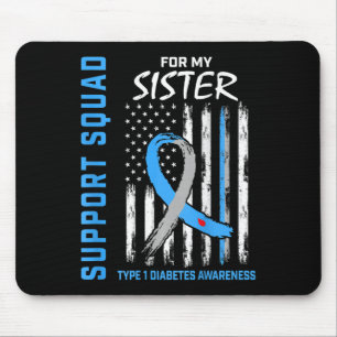 T1D Schwester Typ 1 Diabetes Warnhinweis Flag Gesc Mousepad