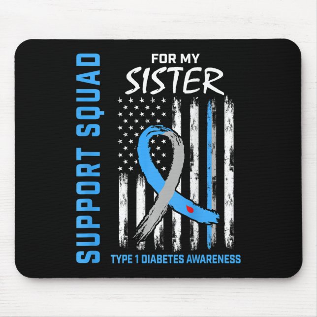 T1D Schwester Typ 1 Diabetes Warnhinweis Flag Gesc Mousepad (Vorne)
