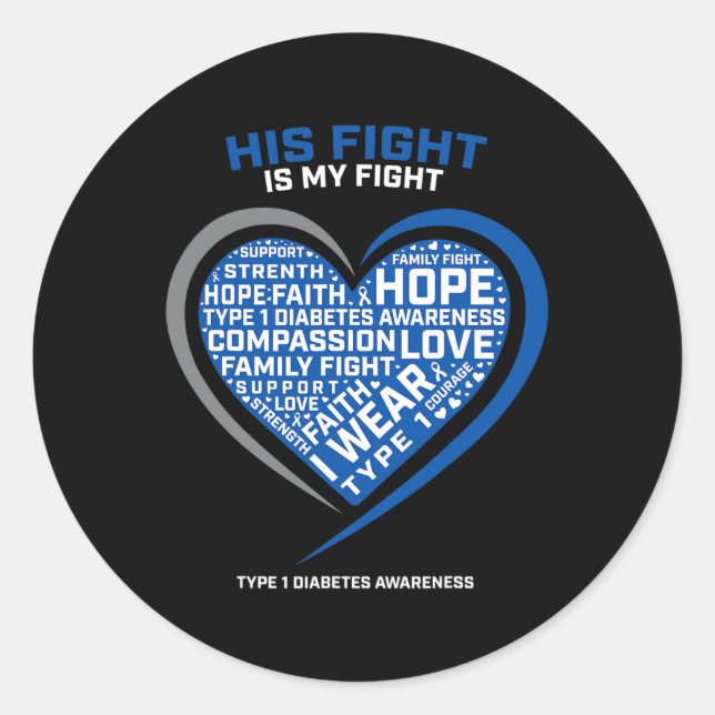 T1d sein Kampf ist mein Kampf Typ 1 jugendlichen D Runder Aufkleber (Vorderseite)