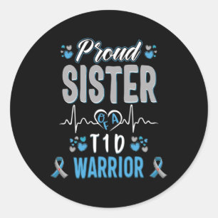T1D stolze Schwester Diabetes Bewusstsein Typ 1 Ba Runder Aufkleber
