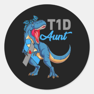 T1d Tante Typ 1 Diabetes Aufklärung Monat Dinosaur Runder Aufkleber
