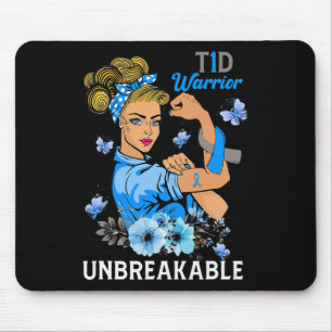 T1D Typ 1 Diabetes Warrior Awareness Unzerbrechlic Mousepad