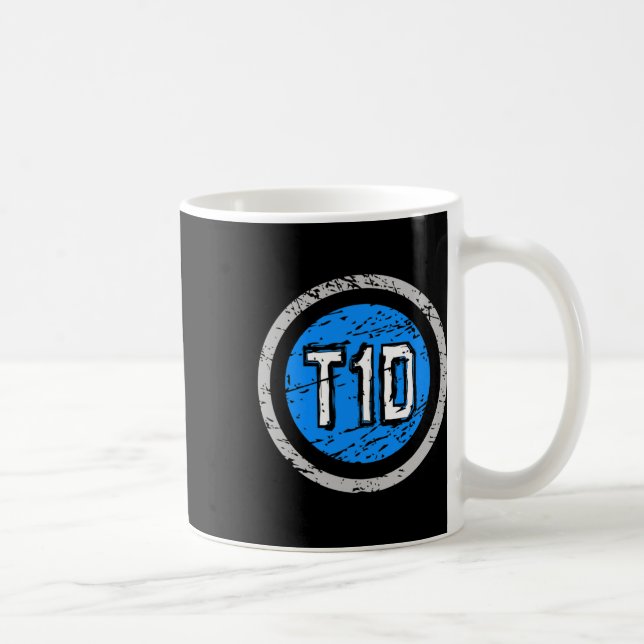 T1d Typ 1 Superhero Emblem Diabetes Bewusstsein Kaffeetasse (Rechts)