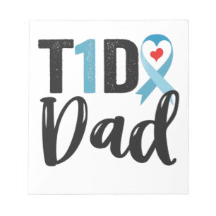 T1D Vater Diabetes Bewusstsein blauen Ribbon Famil Notizblock