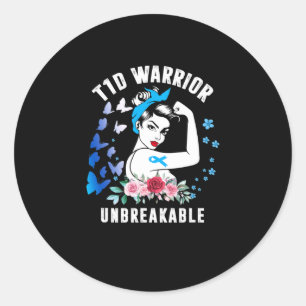 T1d Warrian Frauen Typ 1 Diabetes Awareness Blue R Runder Aufkleber