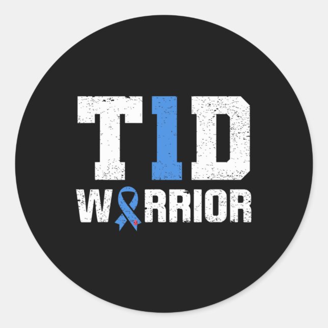 T1D Warrior Diabetes Warrior Diabetes Bewusstsein Runder Aufkleber (Vorderseite)