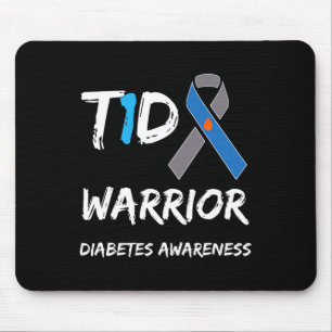 T1d Warrior Typ 1 Diabetes Awareness Blue Ribbon Mousepad