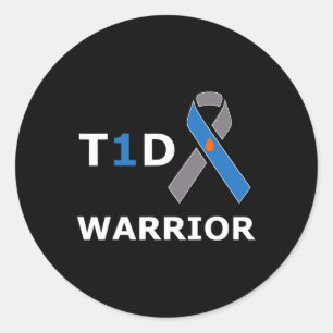 T1d Warrior Typ 1 Diabetes Awareness Blue Ribbon Runder Aufkleber