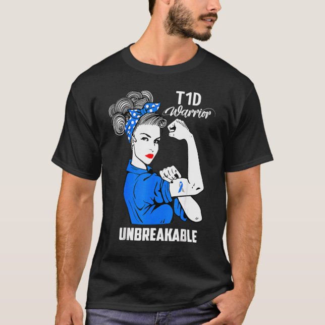 T1d Warrior unzerbrechlich Proud Mama Diabetes Awa T-Shirt (Vorderseite)