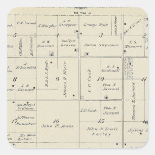 T20S R26E Tulare County Abschnitt-Karte Quadratischer Aufkleber