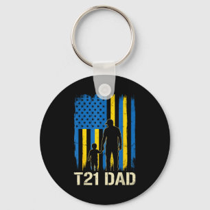 T21 Papa amerikanische Flagge Silhouette Down-Synd Schlüsselanhänger