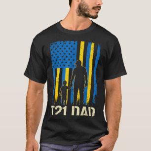 T21 Papa amerikanische Flagge Silhouette Down-Synd T-Shirt