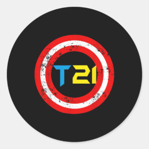 T21 Superhero World Down Syndrome Awareness Day Ki Runder Aufkleber