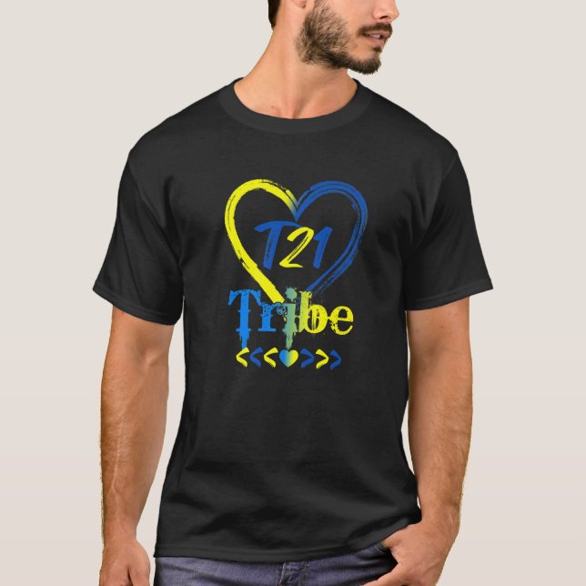 T21 Tribe 21 World Down Syndrome Awareness Day Hea T-Shirt (Vorderseite)