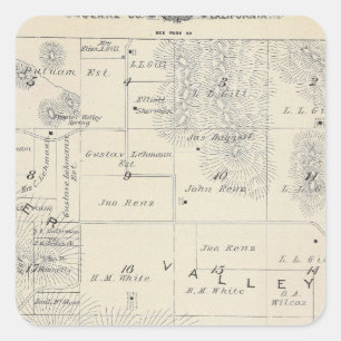 T21S R28E Tulare Landkreis Karte Quadratischer Aufkleber