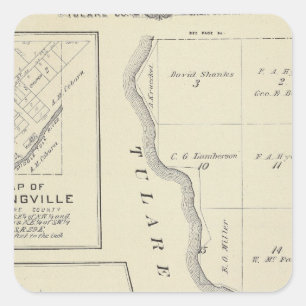 T22S R22E Tulare County Abschnitt-Karte Quadratischer Aufkleber