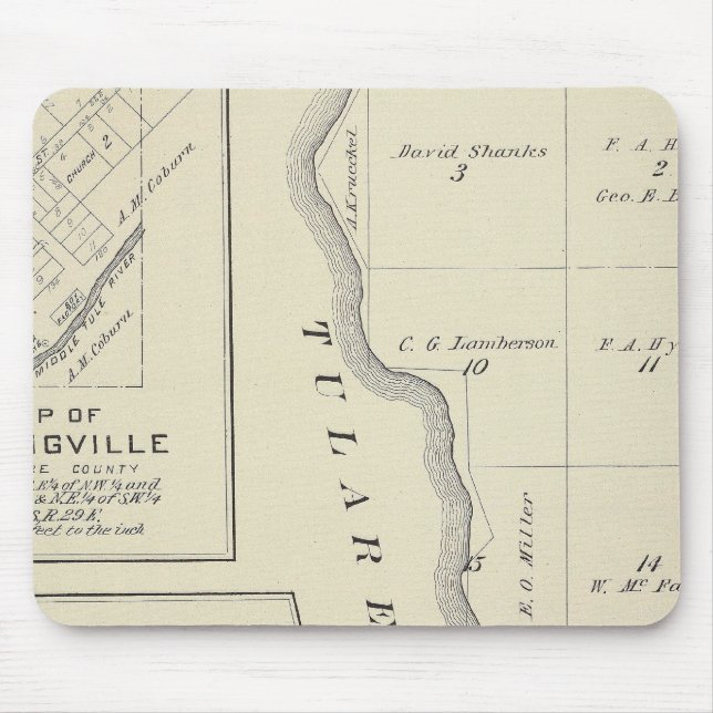 T22S R22E Tulare Landkreis Karte Mousepad (Vorne)