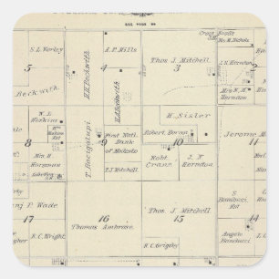T22S R24E Tulare County Abschnitt-Karte Quadratischer Aufkleber