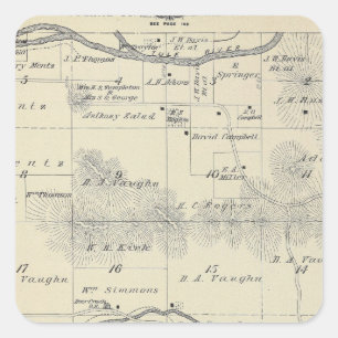 T22S R28E Tulare County Abschnitt-Karte Quadratischer Aufkleber